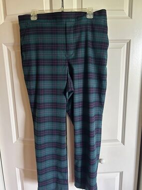 Banana Republic Green and navy Plaid Straight-Leg Pants